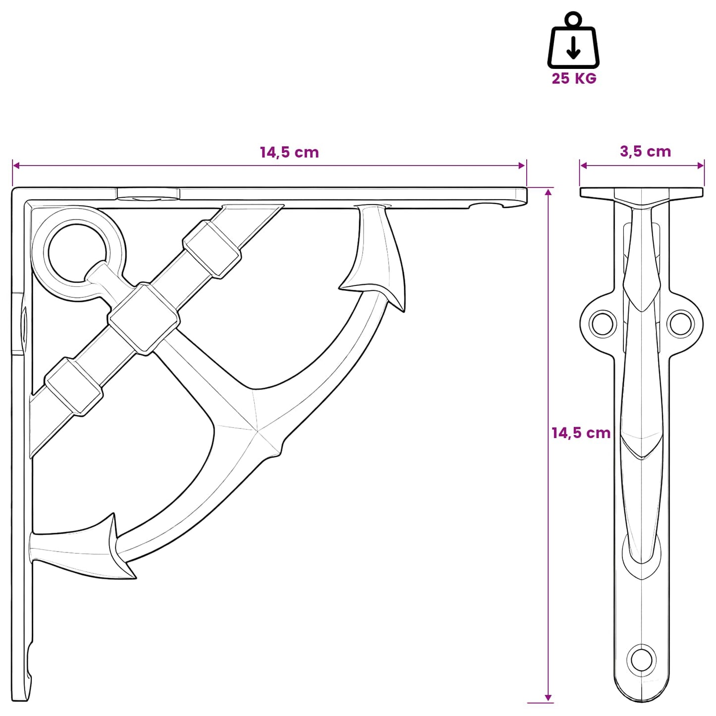 Wall Shelf Brackets 12 pcs Antique Brown 14.5 x 14.5 x 3.5 cm
