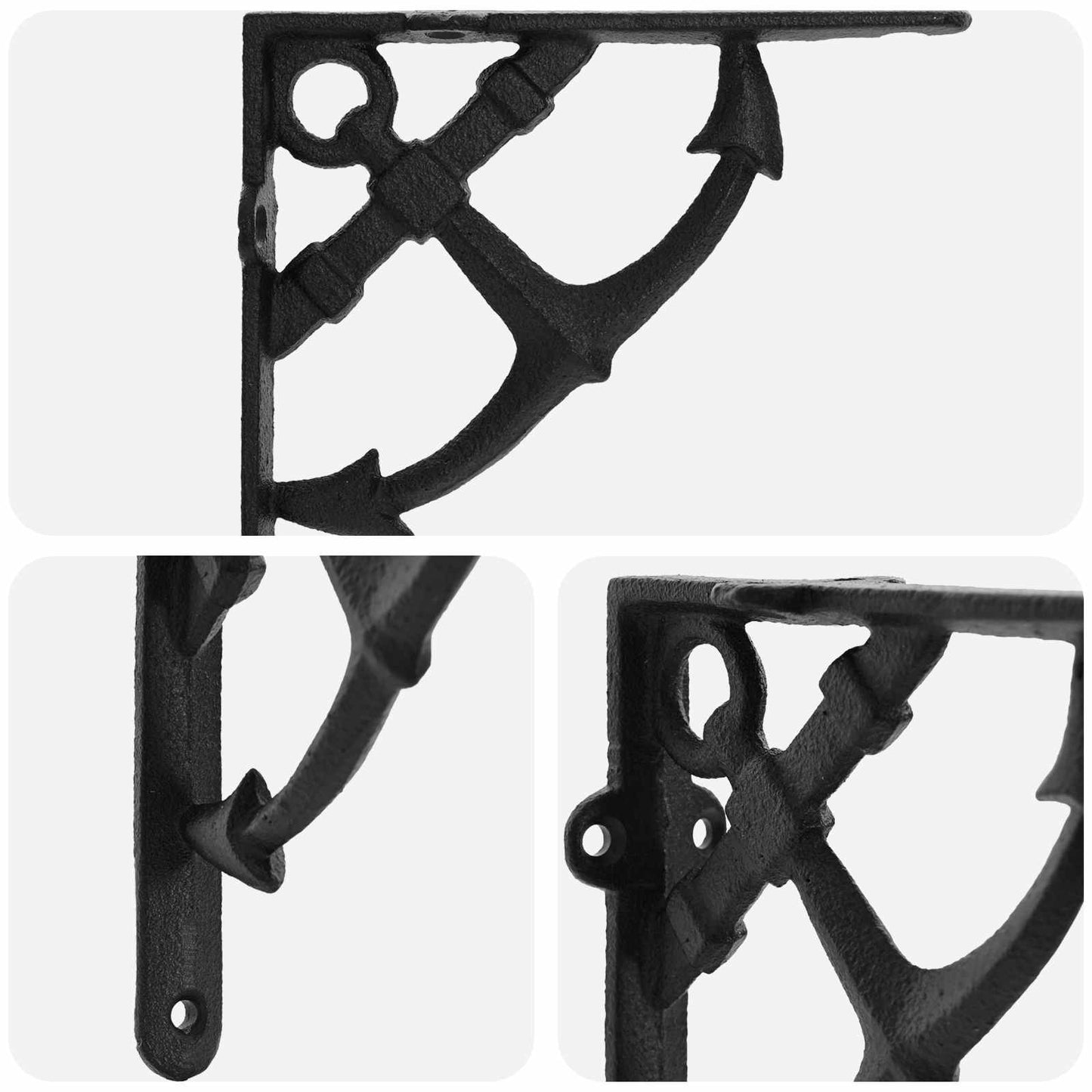 Wall Shelf Brackets 12 pcs Black 14.5 x 14.5 x 3.5 cm Steel