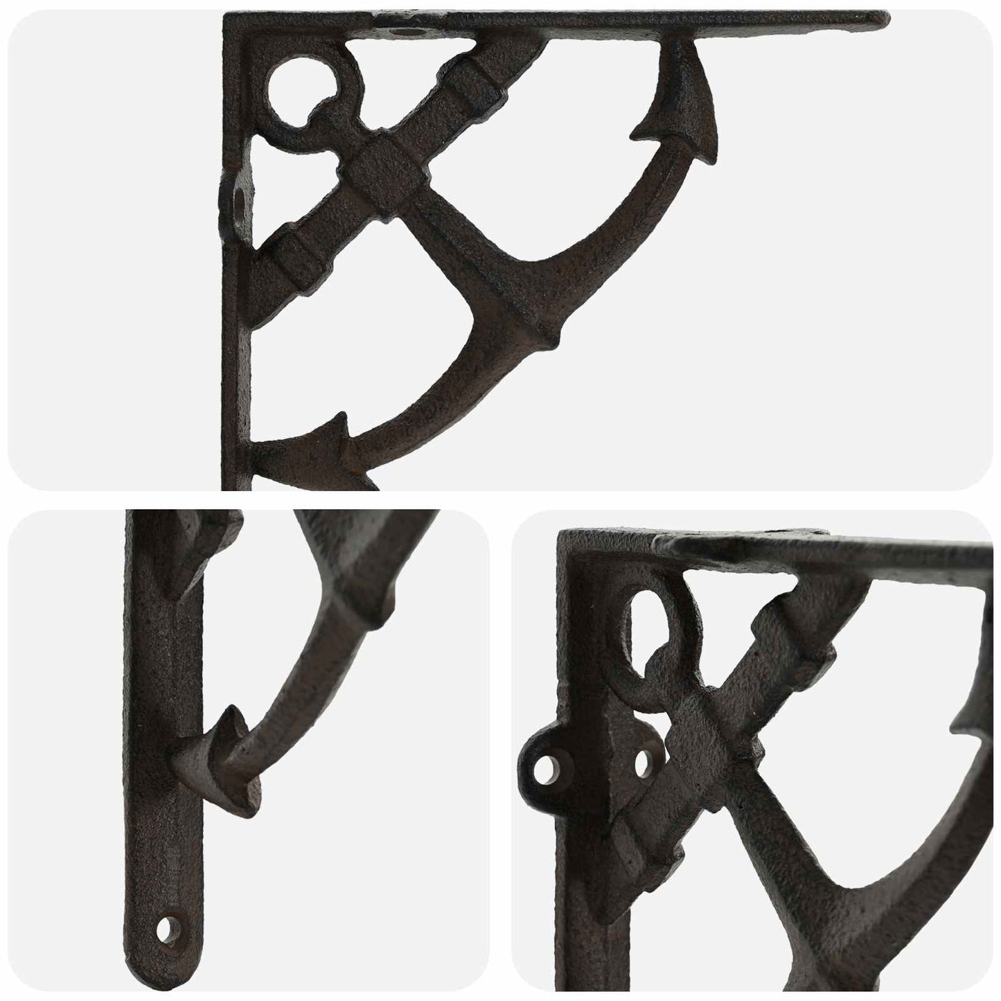 Wall Shelf Brackets 12 pcs Antique Brown 21 x 21 x 3.5 cm Steel