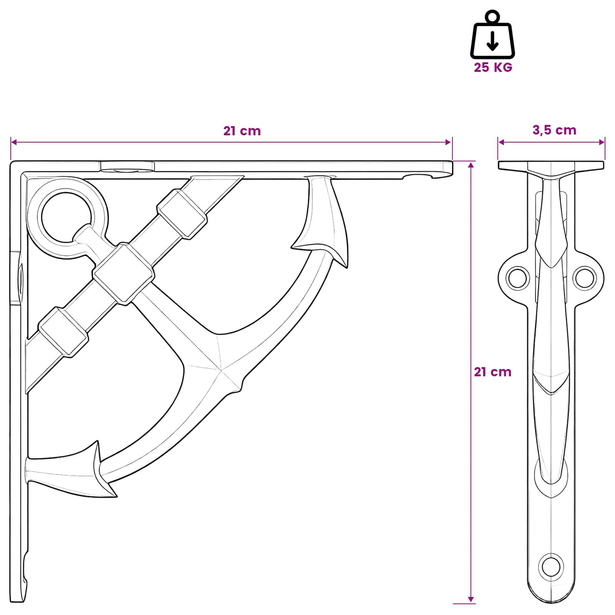 Wall Shelf Brackets 12 pcs Antique Brown 21 x 21 x 3.5 cm Steel