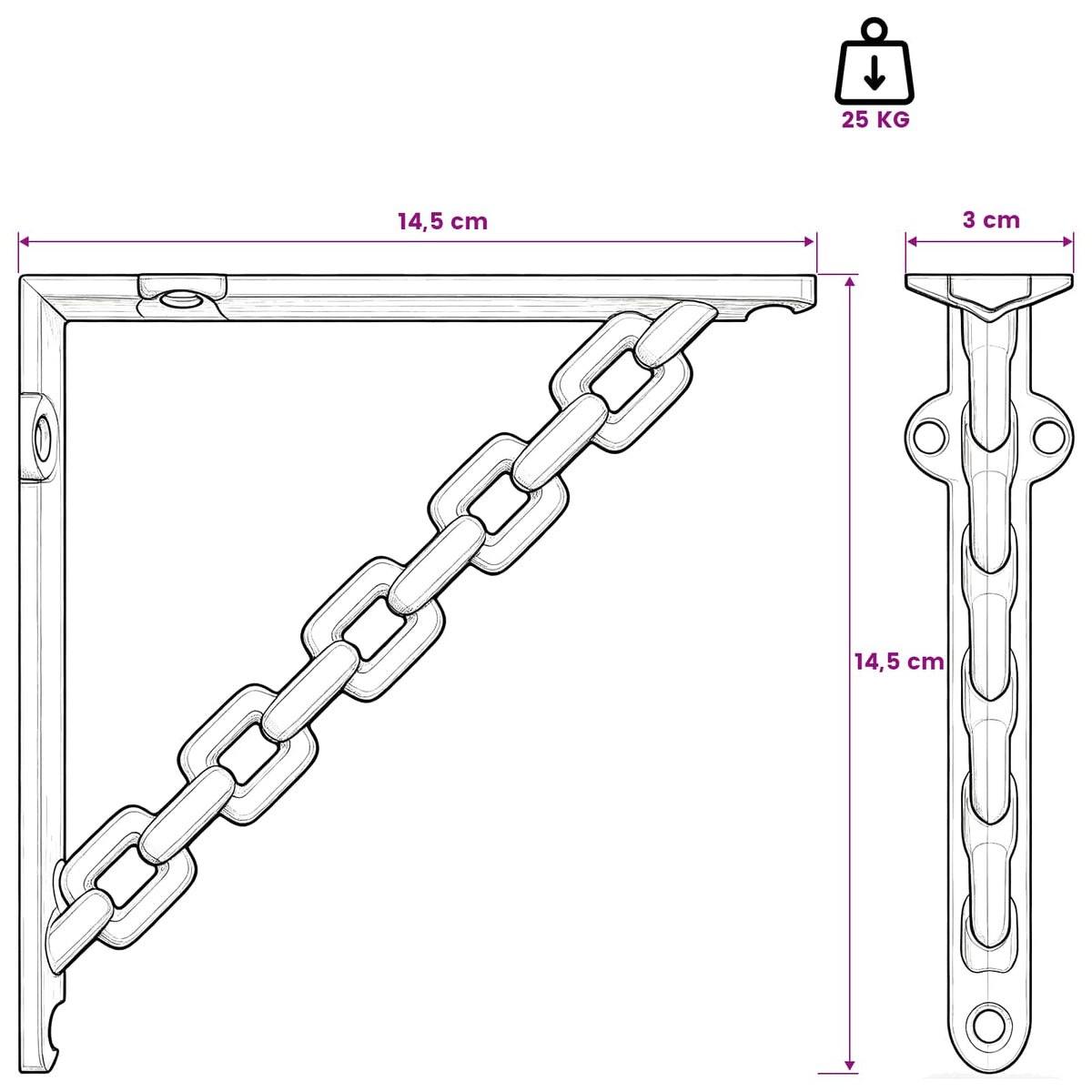 Wall Shelf Brackets 12 pcs Antique White 14.5 x 14.5 x 3 cm