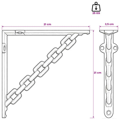 Wall Shelf Brackets 12 pcs Antique White 21 x 21 x 3.5 cm Steel