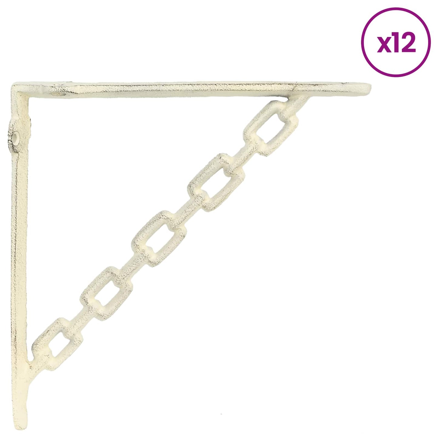 Wall Shelf Brackets 12 pcs Antique White 21 x 21 x 3.5 cm Steel