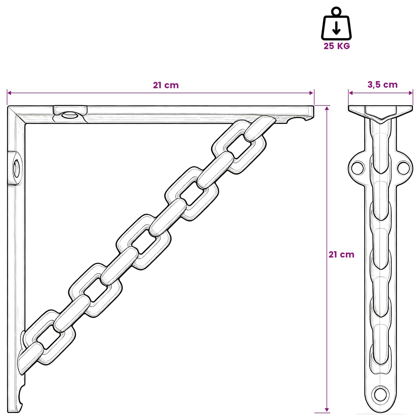 Wall Shelf Brackets 12 pcs Antique Brown 21 x 21 x 3.5 cm Steel