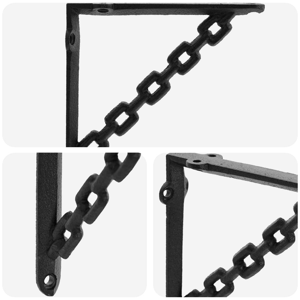 Wall Shelf Brackets 12 pcs Black 21 x 21 x 3.5 cm Steel