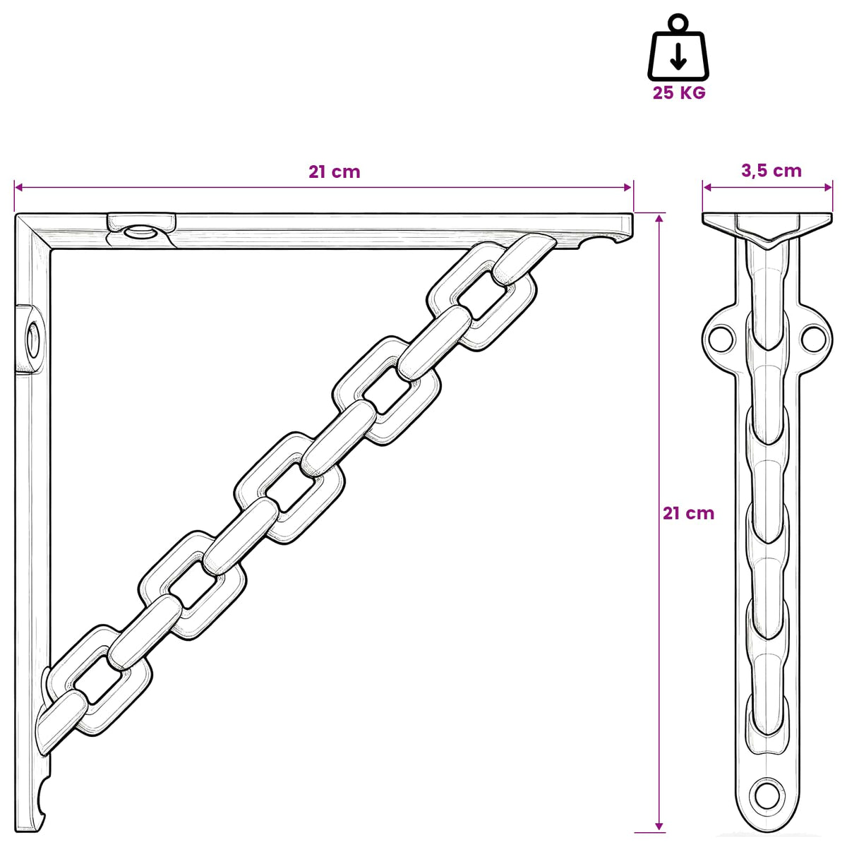 Wall Shelf Brackets 12 pcs Black 21 x 21 x 3.5 cm Steel