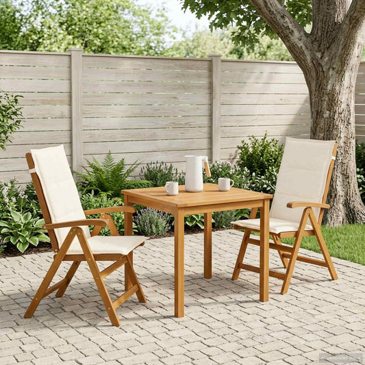 Reclining Garden Chairs 2 pcs Natural Solid Acacia Wood