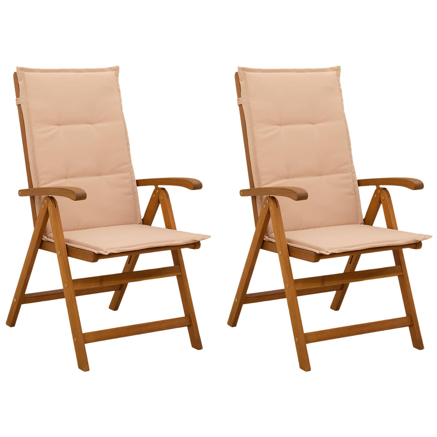 Reclining Garden Chairs 2 pcs Natural Solid Acacia Wood