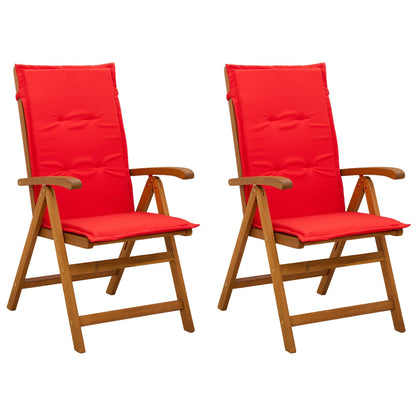 Reclining Garden Chairs 2 pcs Natural Solid Acacia Wood