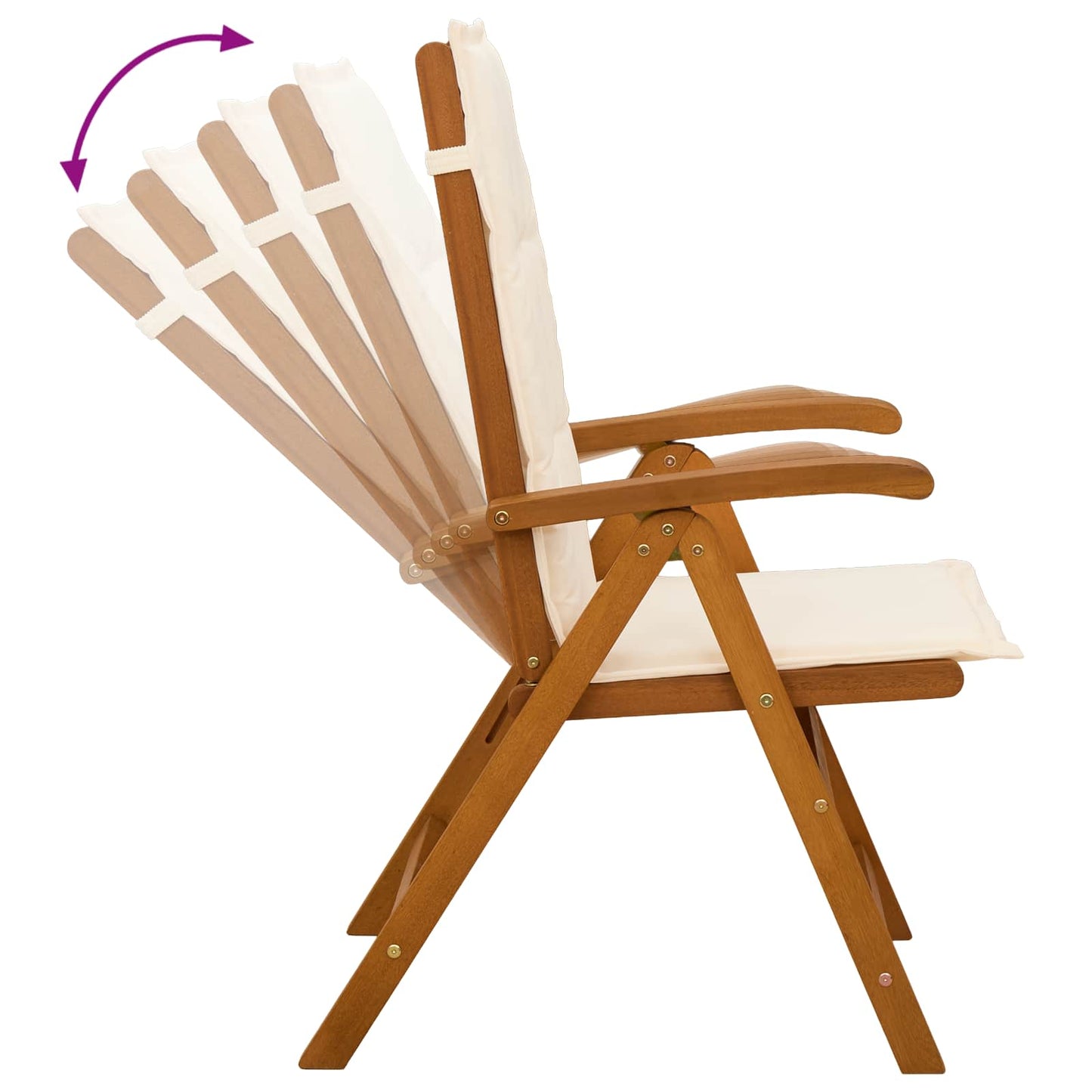 Reclining Garden Chairs 3 pcs Natural Solid Acacia Wood