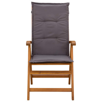 Reclining Garden Chairs 3 pcs Natural Solid Acacia Wood