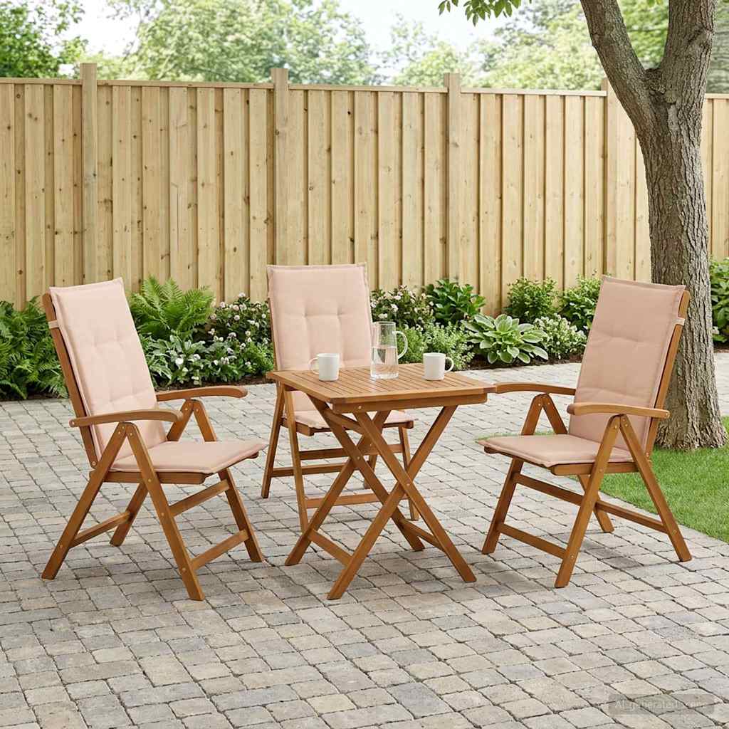 Reclining Garden Chairs 3 pcs Natural Solid Acacia Wood