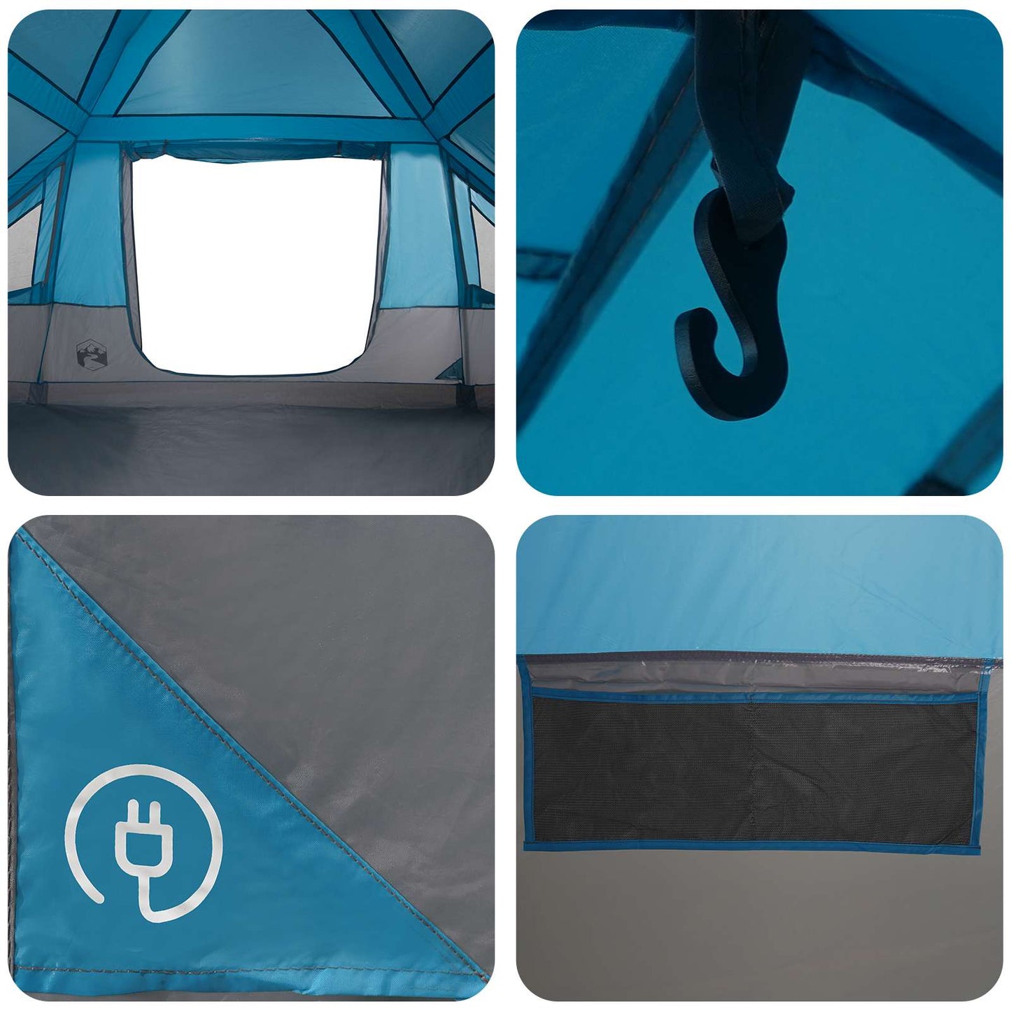 Family Tent with Rainfly Water-resistant 10-Person Blue