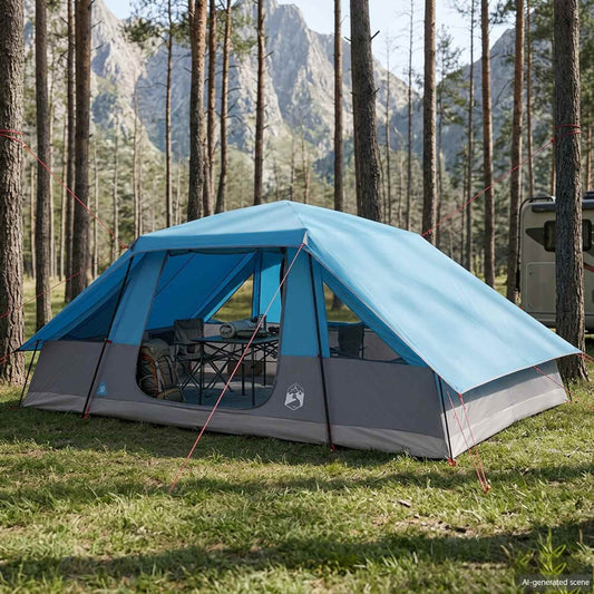 Family Tent with Rainfly Water-resistant 10-Person Blue