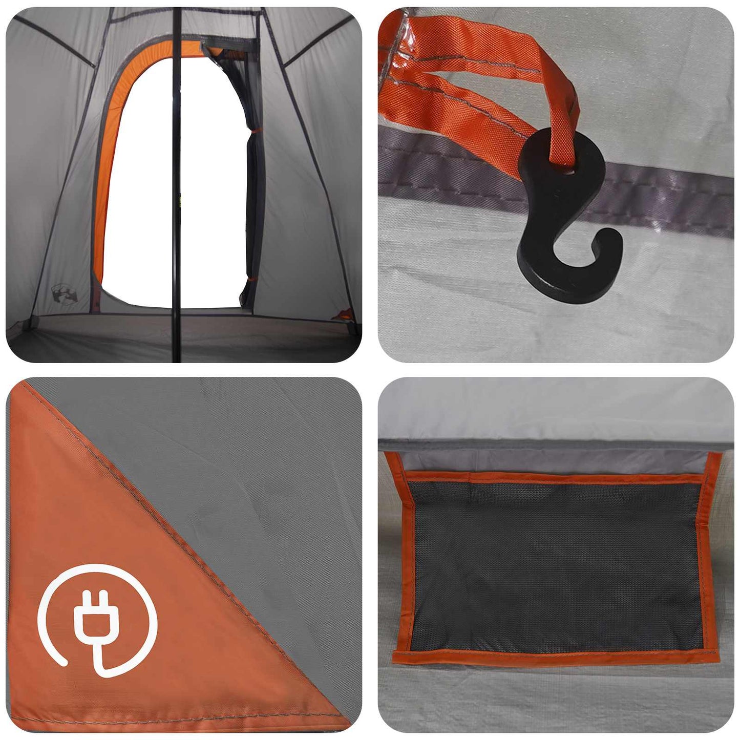 Tipi Tent Water-Resistant 3-Person Grey and Orange