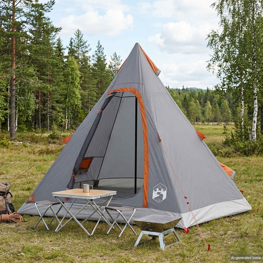 Tipi Tent Water-Resistant 3-Person Grey and Orange
