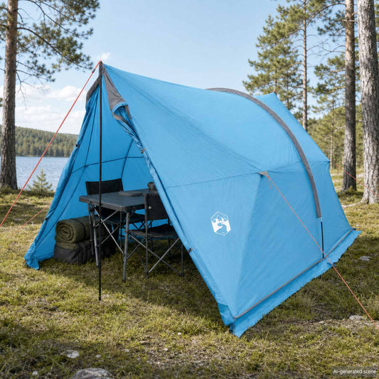 Canopy Tent Water-Resistant Blue 185T Polyester with PU Coating