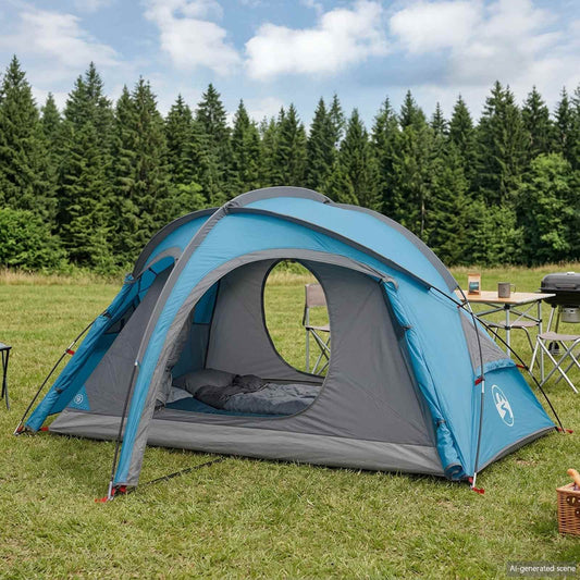 Trekking Tent with Rainfly Water-Resistant 2-Person Blue