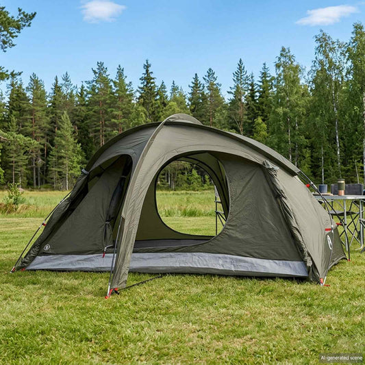Trekking Tent with Rainfly Water-Resistant 2-Person Army Green