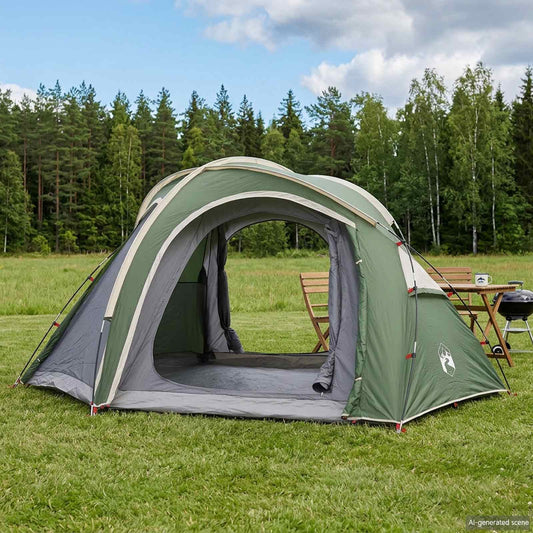 Trekking Tent with Rainfly Water-Resistant 3-Person Green