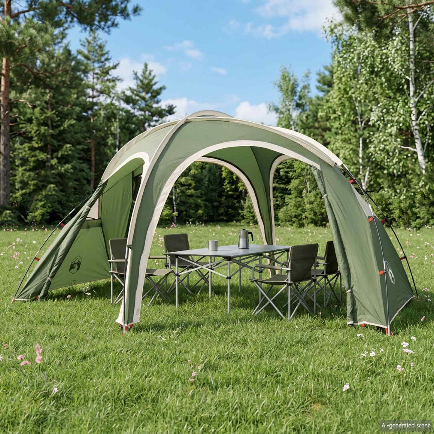 Trekking Tent with Rainfly Water-Resistant 3-Person Green