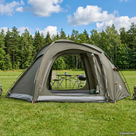 Trekking Tent with Rainfly Water-Resistant 3-Person Army Green