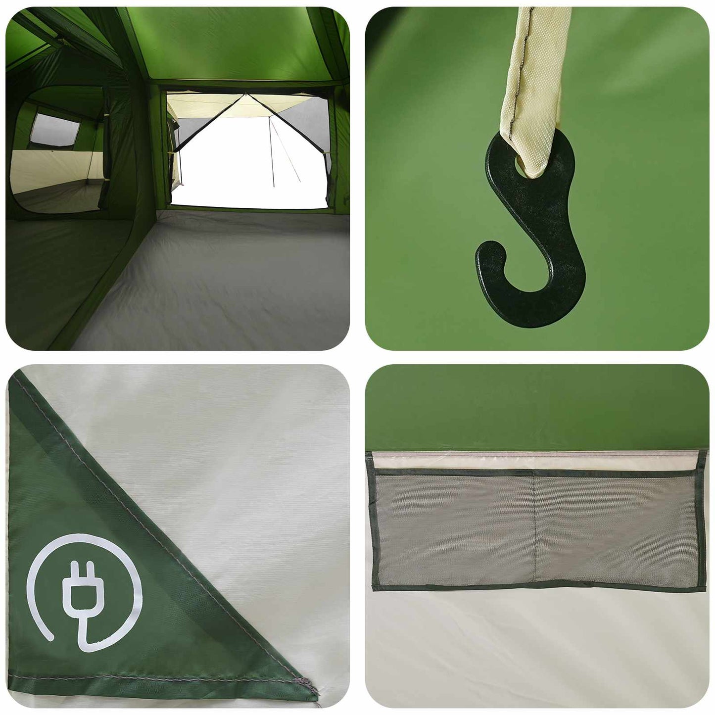 Family Tent with Rainfly Water-Resistant 14-Person Green