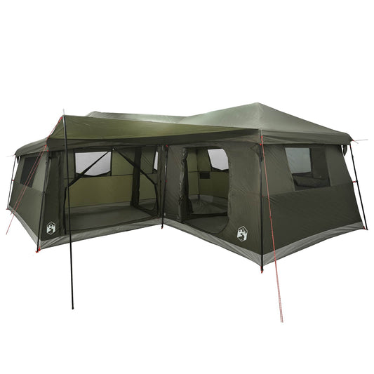 Family Tent with Rainfly Water-Resistant 14-Person Army Green