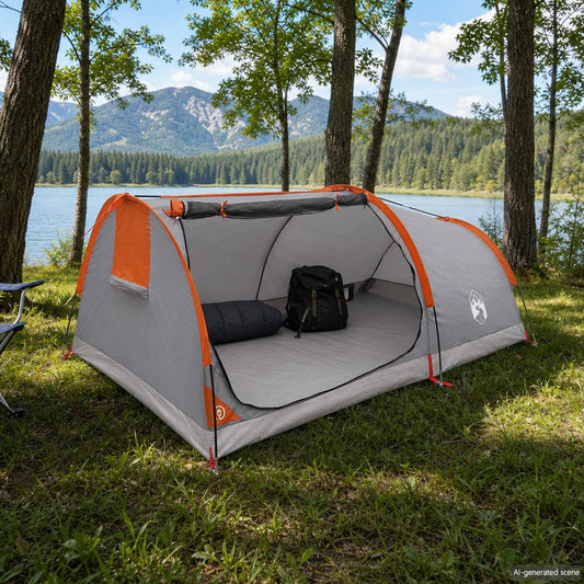 Hiking Tent Water-Resistant 1-Person Grey and Orange