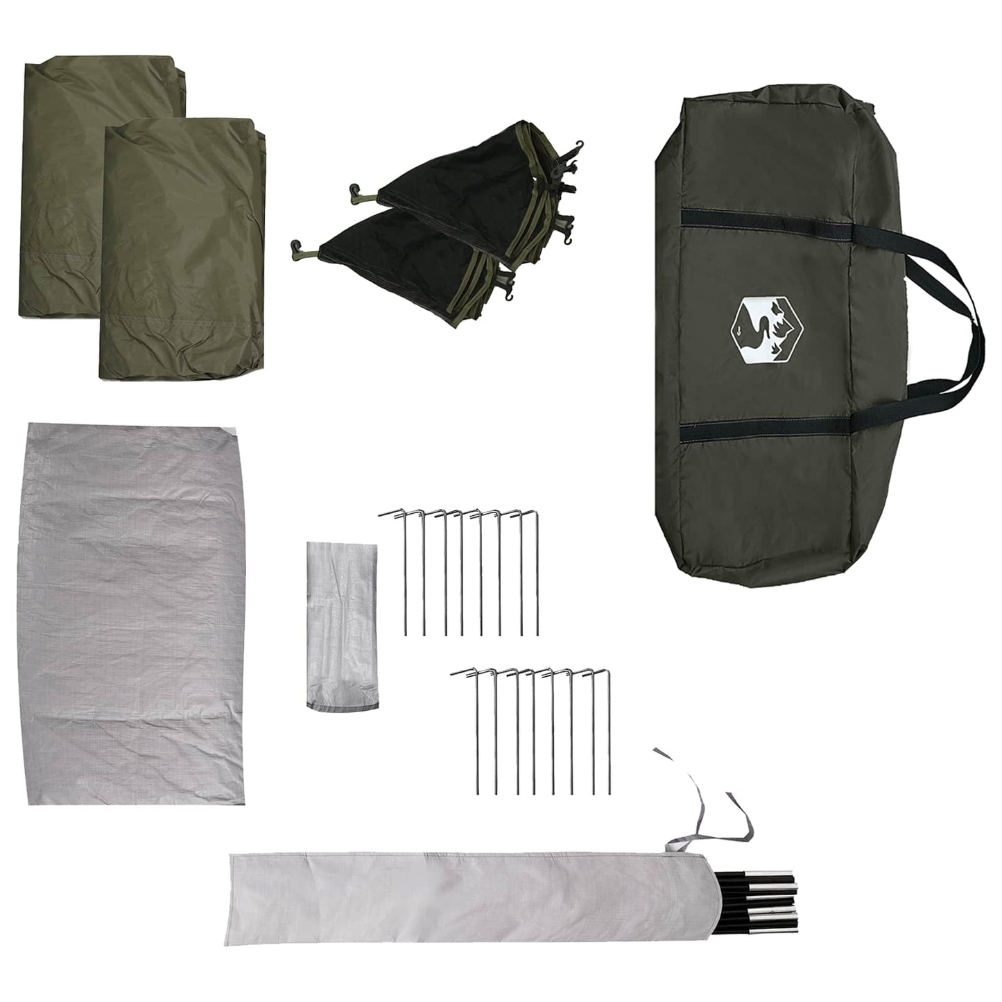 Family Tent with Rainfly Water-resistant 14-Person Army Green