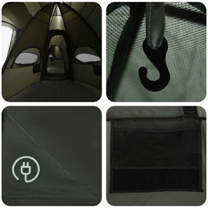 Family Tent with Rainfly Water-resistant 14-Person Army Green