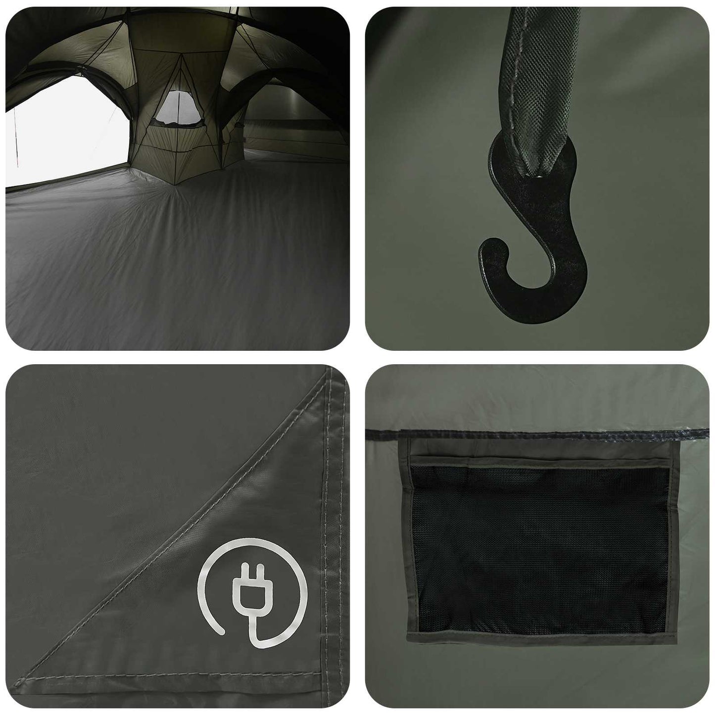 Family Tent with Rainfly Water-resistant 5-Person Army Green