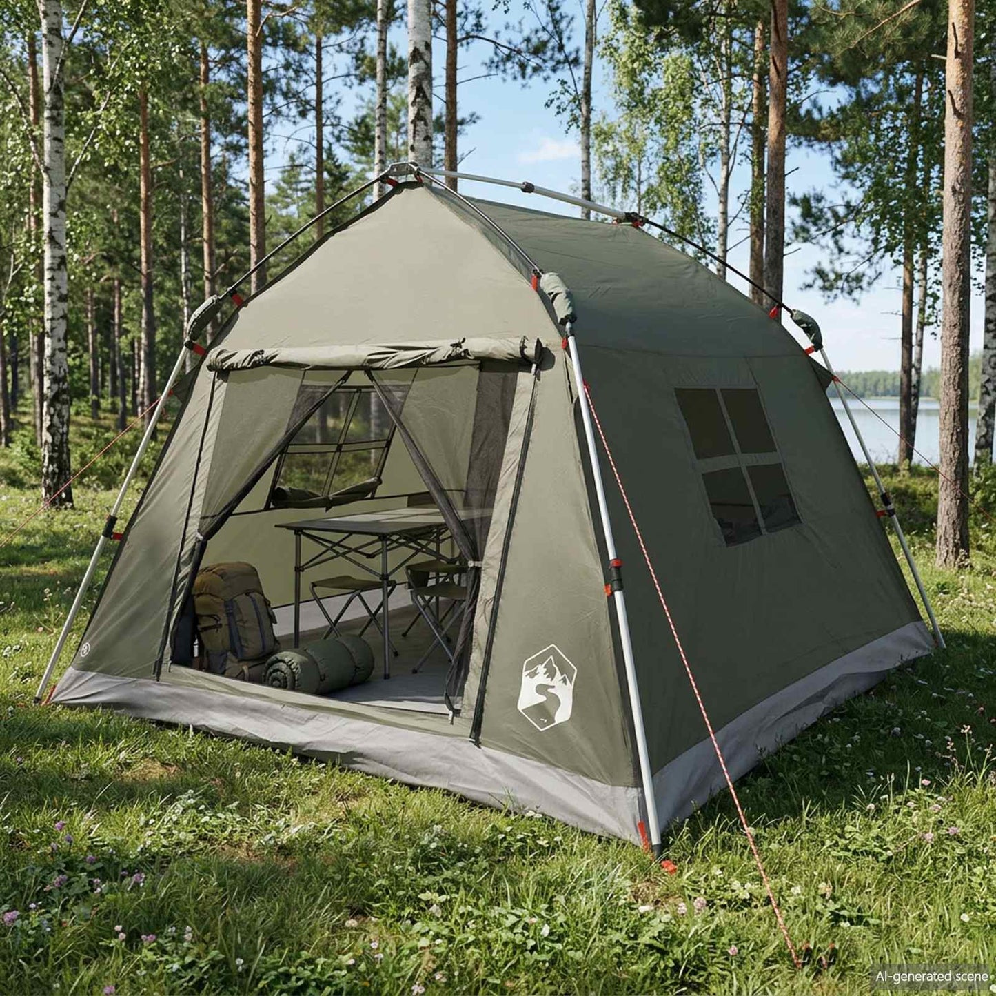 Instant Tent Water-resistant 2-Person Army Green