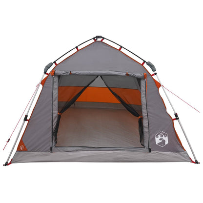 Instant Tent Water-resistant 3-Person Grey and Orange