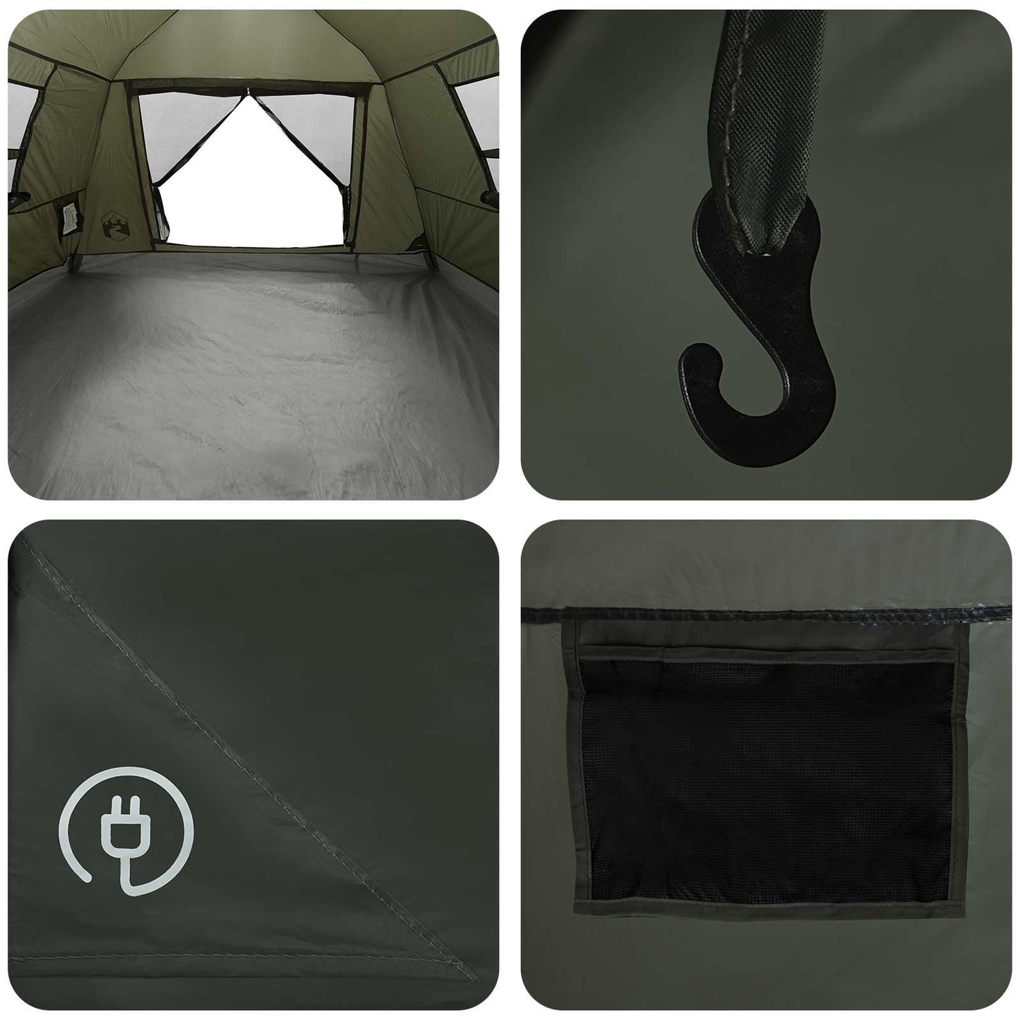 Instant Tent Water-resistant 3-Person Army Green