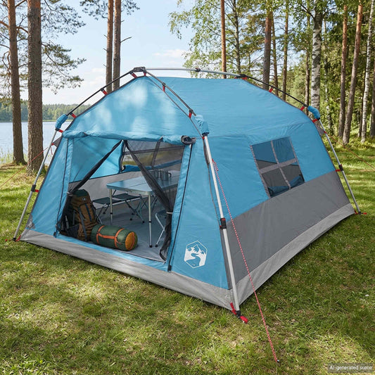 Instant Tent Water-resistant 4-Person Blue