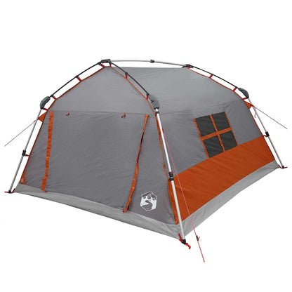 Instant Tent Water-resistant 4-Person Grey and Orange