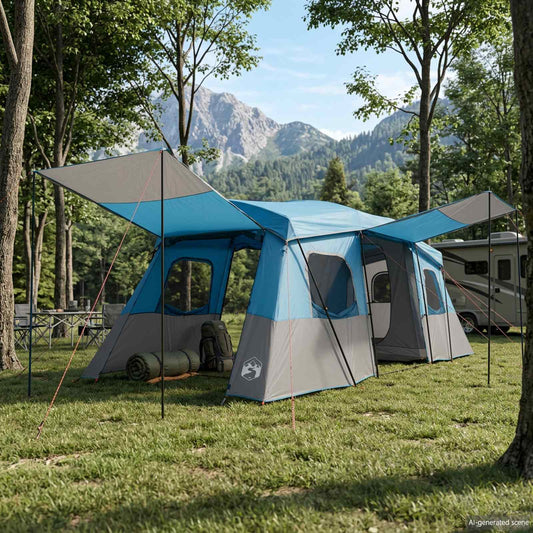 Instant Tent with Rainfly Water-Resistant 3-Person Blue