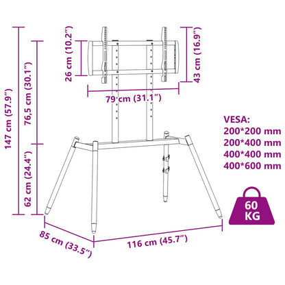 Easel TV Stand for 37-86 Inch Screen Max VESA 400x600mm 60 kg