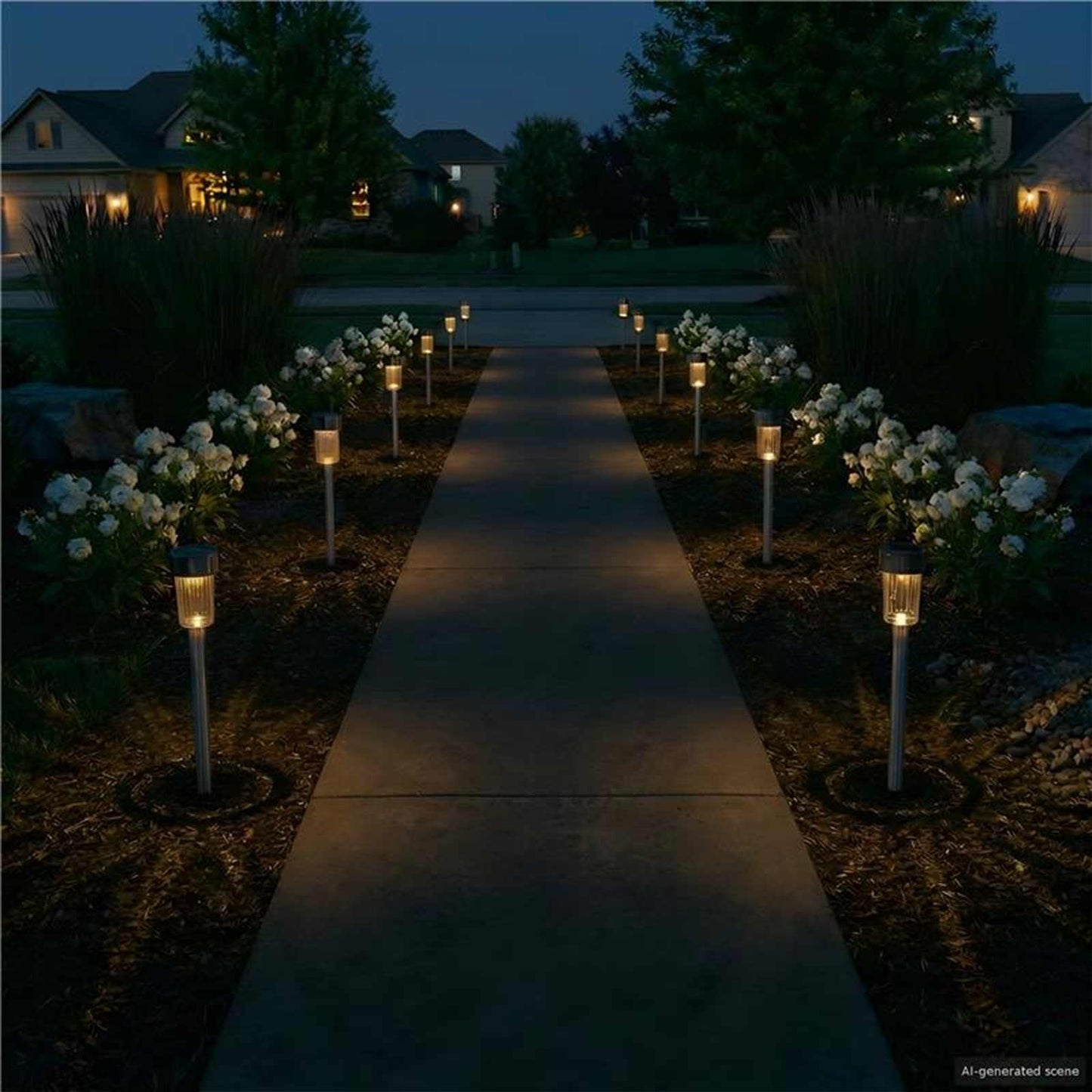 Outdoor Solar Lights with Ground Spike 12 pcs Warm White
