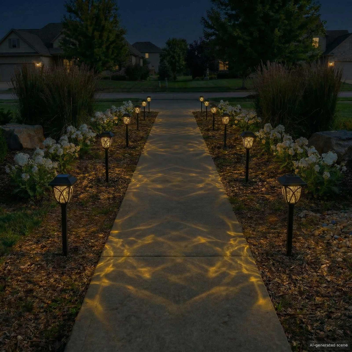 Outdoor Solar Lights with Ground Spike 12 pcs Warm White 42 cm