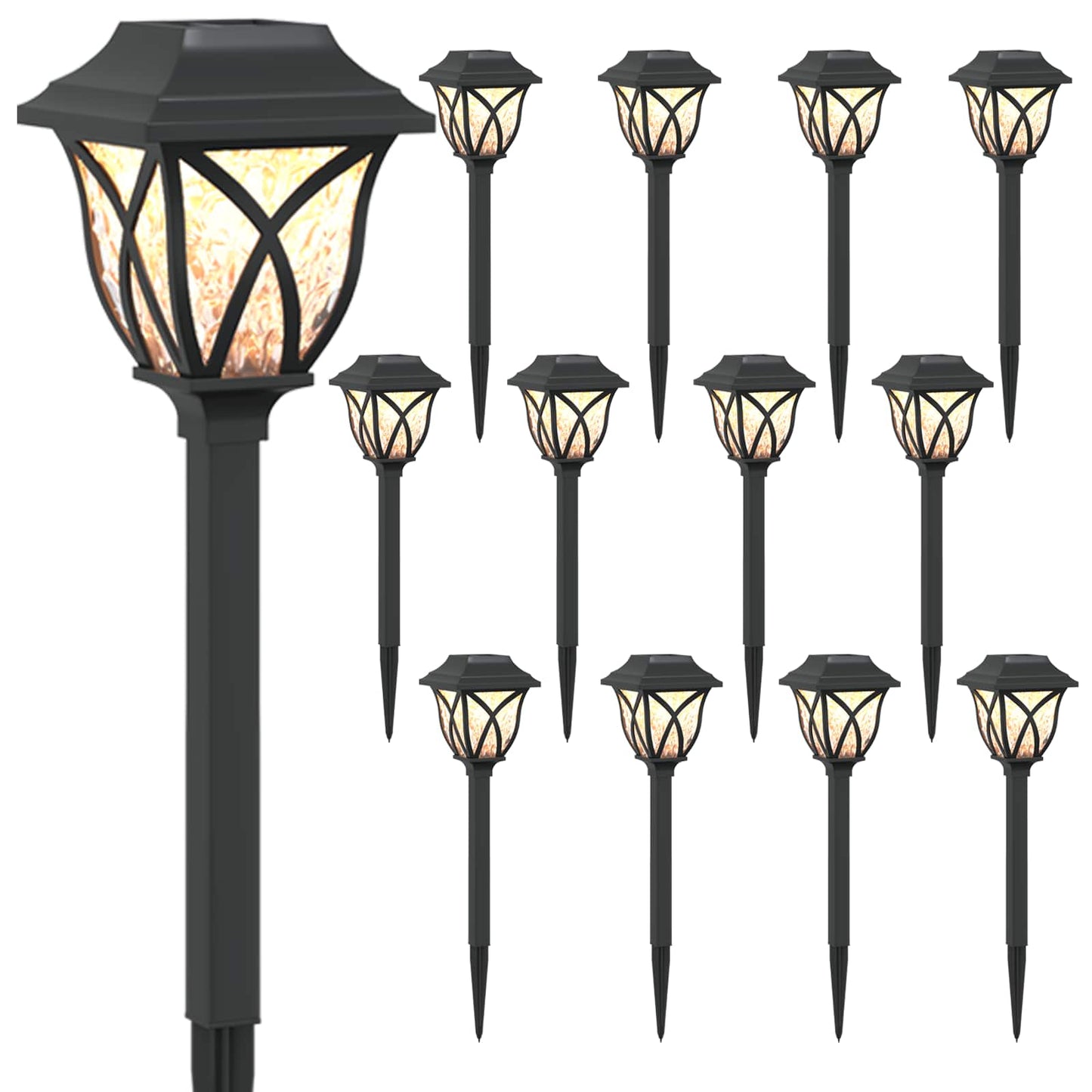 Outdoor Solar Lights with Ground Spike 12 pcs Warm White 42 cm