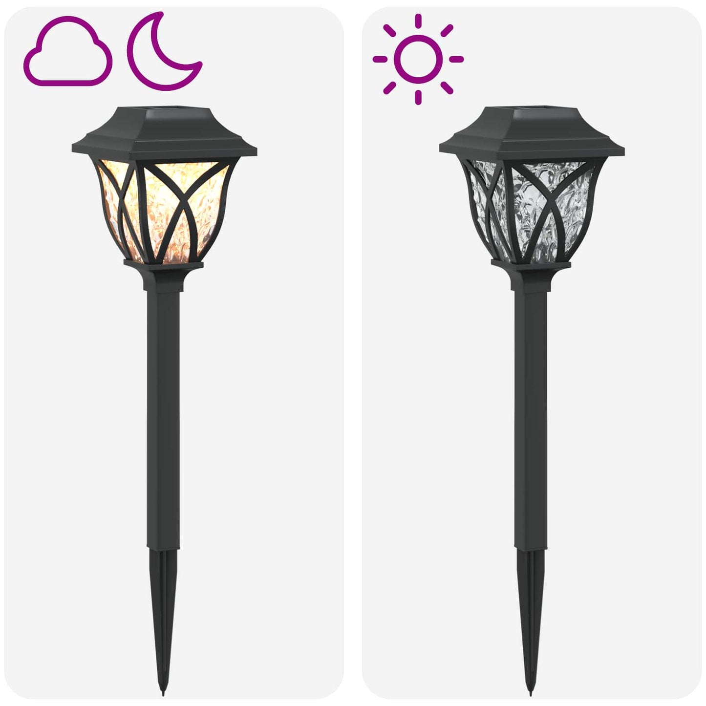 Outdoor Solar Lights with Ground Spike 12 pcs Warm White 42 cm