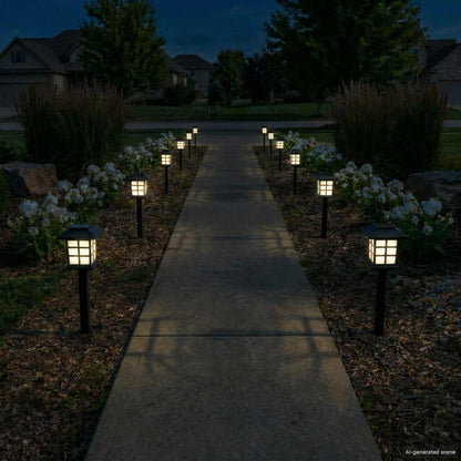 Outdoor Solar Lights with Ground Spike 12 pcs Warm White PP