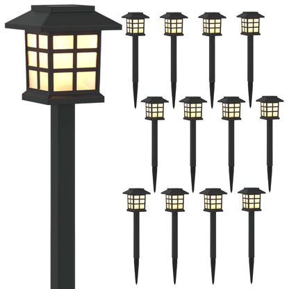 Outdoor Solar Lights with Ground Spike 12 pcs Warm White PP