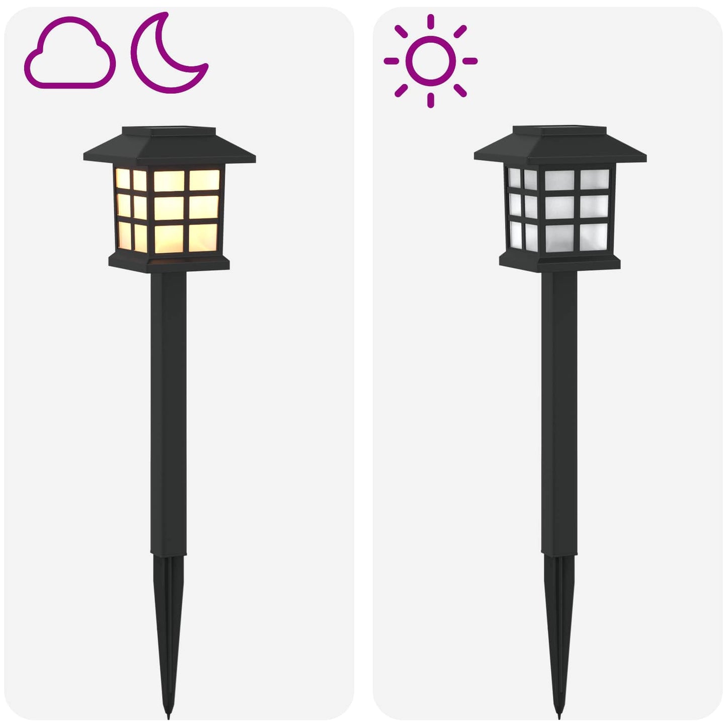 Outdoor Solar Lights with Ground Spike 12 pcs Warm White PP