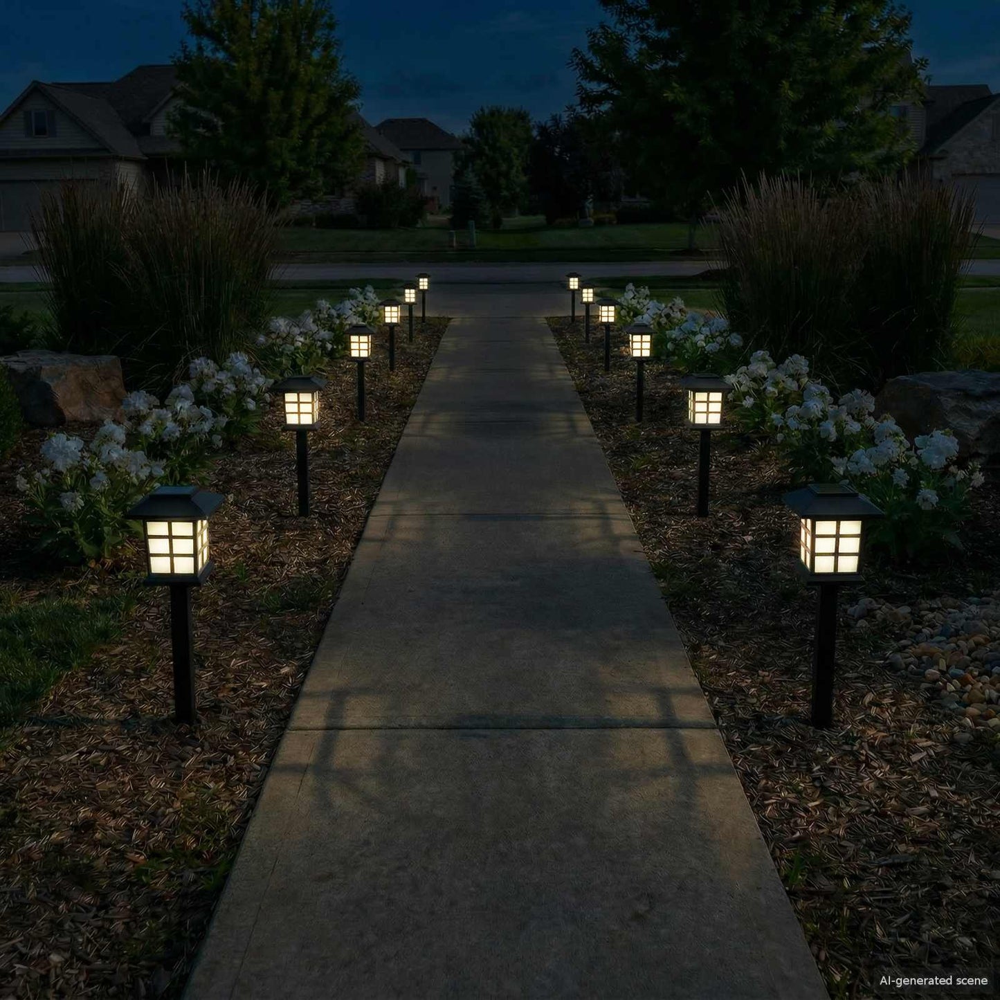 Outdoor Solar Lights with Ground Spike 24 pcs Warm White PP