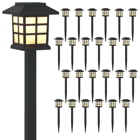Outdoor Solar Lights with Ground Spike 24 pcs Warm White PP