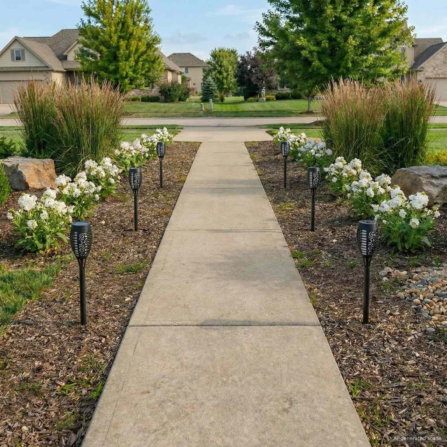 Outdoor Solar Lights with Ground Spike 6 pcs Warm White 47.5 cm