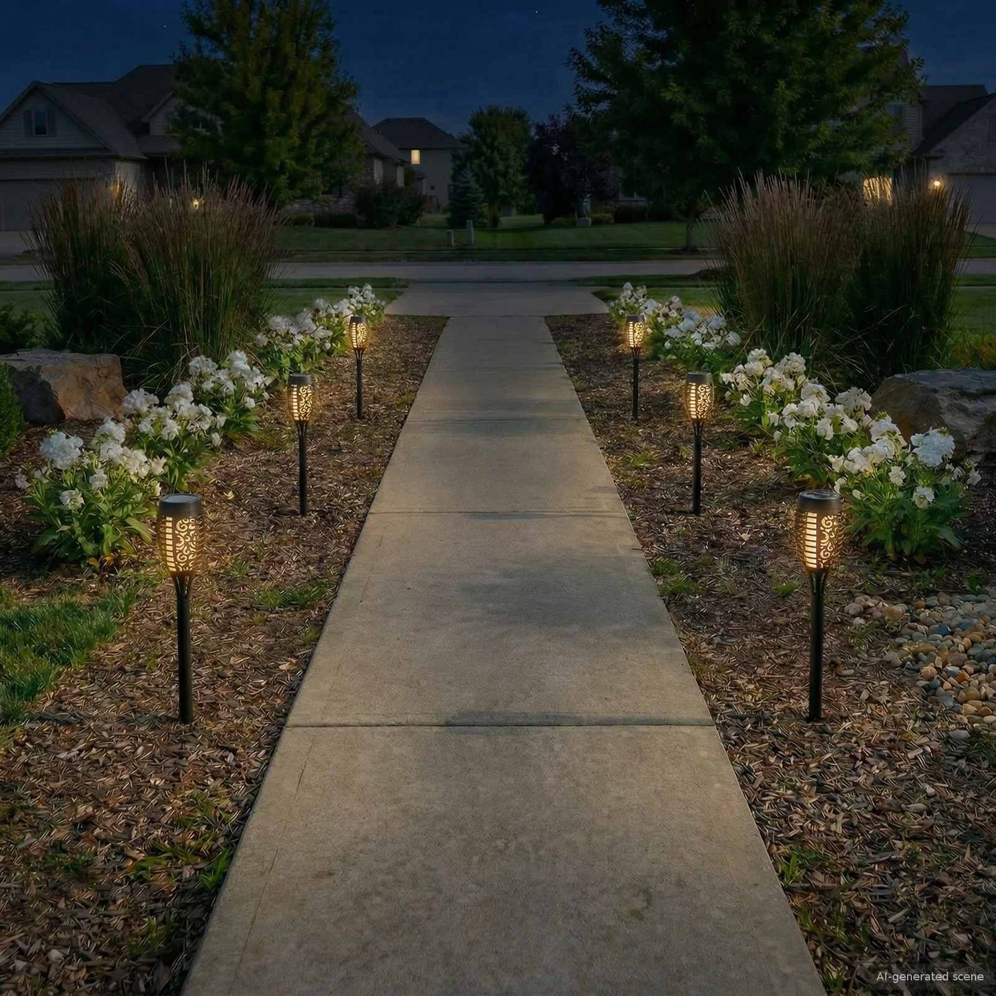 Outdoor Solar Lights with Ground Spike 6 pcs Warm White 47.5 cm